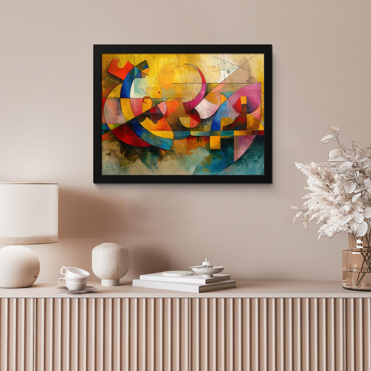 POSTER MIT RAHMENGERAHMTES BILD Kunst - Abstrakt - Modern 40x30 cm - Gelb, Papier (40/30cm) - MuchoWow
