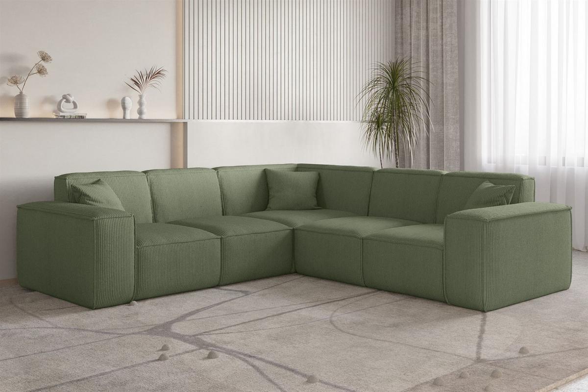 SOFA Celes Premium Stoff Scala - Jadegrün, Holzwerkstoff/Textil (246/246cm) - Fun Möbel