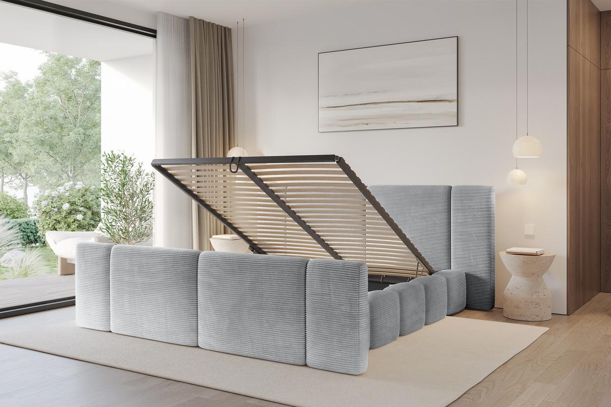 POLSTERBETT mit Bettkasten, Fußteil und Lattenrost, Bett mit Matratze H3/H4 - NILO-Z 120x200 Grau - Anthrazit, Holzwerkstoff/Textil (120/200cm) - ALTDECOR