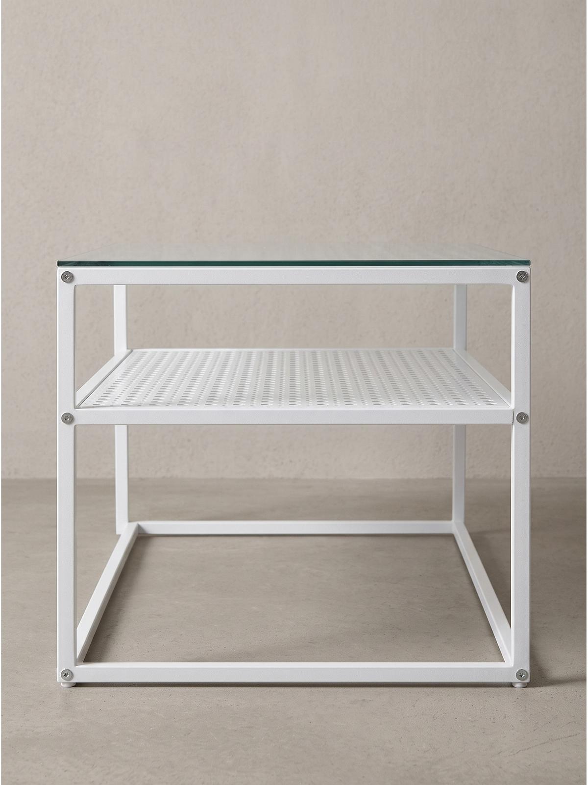 COUCHTISCH ALCUDIA, Einscheibensicherheitsglas, Weiß, 100 x 50 x 45 cm - Weiß, Glas/Metall (50/100/45cm) - KADIMA DESIGN