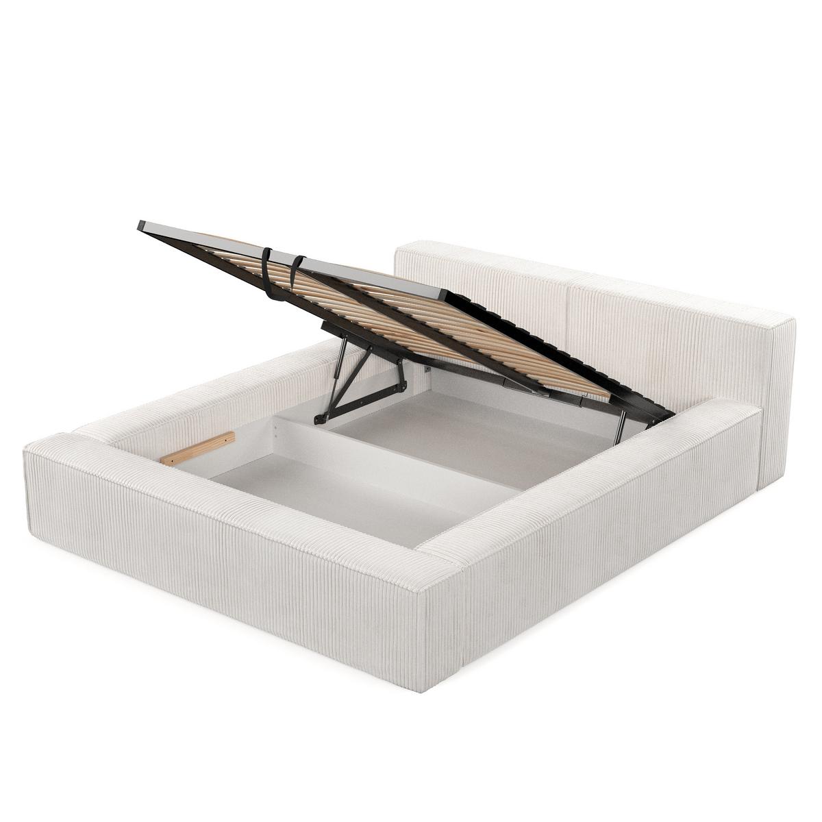 POLSTERBETT Casto mit Stauraum 200/200 cm Creme im Poso Stoff - Creme/Schwarz, Holz/Holzwerkstoff (200/200cm) - AltaBeds