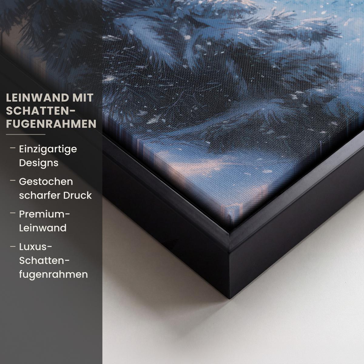 LEINWAND Bilder mit Rahmen - Weihnachtszug - Schnee - Winter - Weihnachten - 40x30 - Dunkelrot, Textil (40/30cm) - MuchoWow