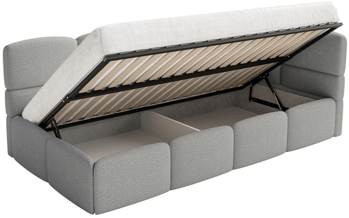 JUGENDBETT Cloudy Grau 120 cm, Bouclé - Schwarz/Grau, Kunststoff/Textil (120/200cm) - Selsey