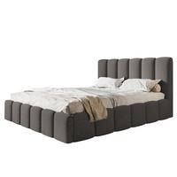 BETT 120x200 - Polsterbett mit Bettkasten und Holzrahmen - Modern Betten - Kuscheliger Catch-Me-Stoff - Kollektion Lucy - Grau - Grau, Holz/Textil (120/200cm) - Alpi-Möbel
