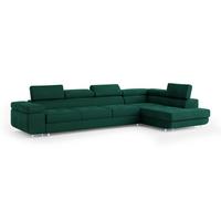 ECKSOFA VICENTE Grün Velours-Stoff mit Schlaffunktion - Grün, Holz (346/202cm) - MASSENO