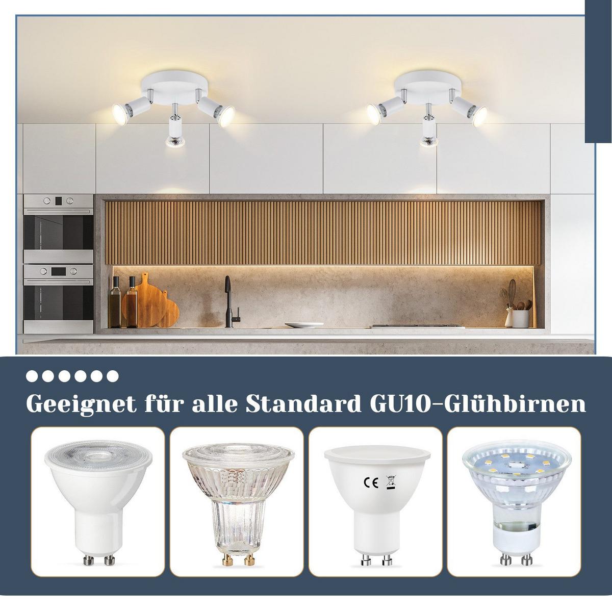 DECKENSTRAHLER Bamberg 3-flammig 15/15/10.4 cm - Weiß, Metall (15/15/10.4cm) - Nettlife