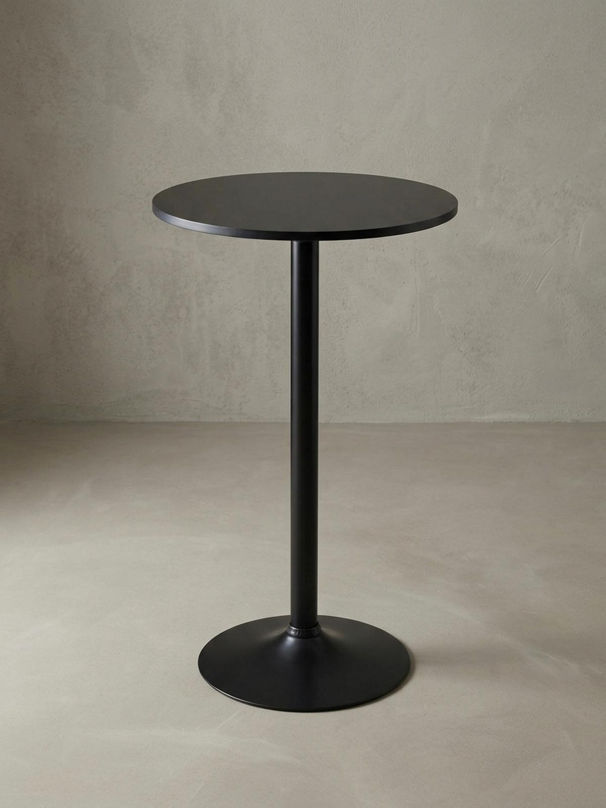BARTISCH – Schwarz, Trompetenfuß, 30 kg Belastbarkeit - Schwarz, Holz/Metall (60/60/100cm) - KADIMA DESIGN