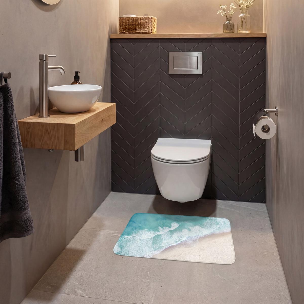 WC-VORLEGER Strand - Meer - Natur - Sommer Toilettenvorleger 60x40 cm - Türkis, Textil (60/1cm) - OnlyWow