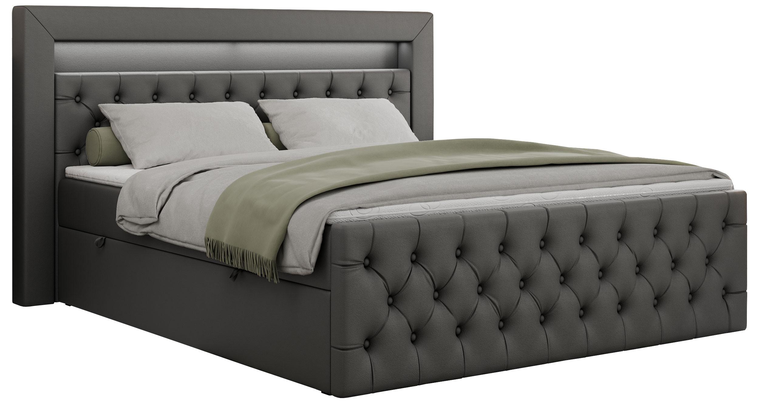 BOXBETT GOLD-9 LED 200/200 Dunkelgrau Kunstleder - H4 - Dunkelgrau, Holz/Textil (200/200cm) - MKS