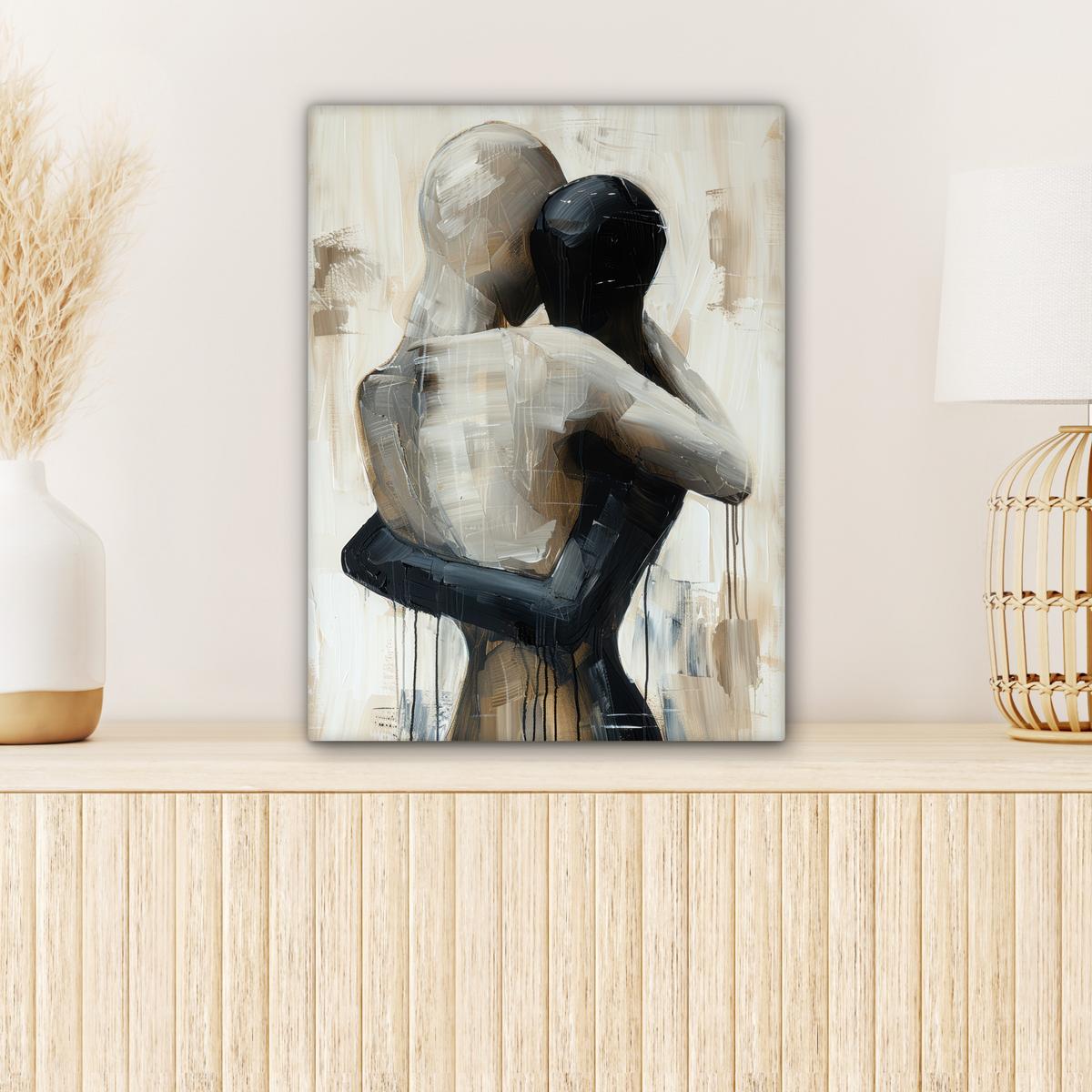 LEINWANDBILD Abstrakt - Liebe - Schwarz und weiß - Modern Room Decor 30x40 cm - Schwarz, Textil (30/40cm) - MuchoWow