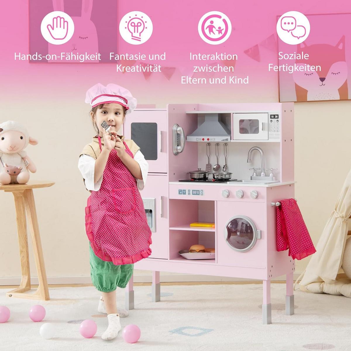 KOCH Spielset Für Kinder Pink - Pink, Holz (83/103/29cm) - COSTWAY