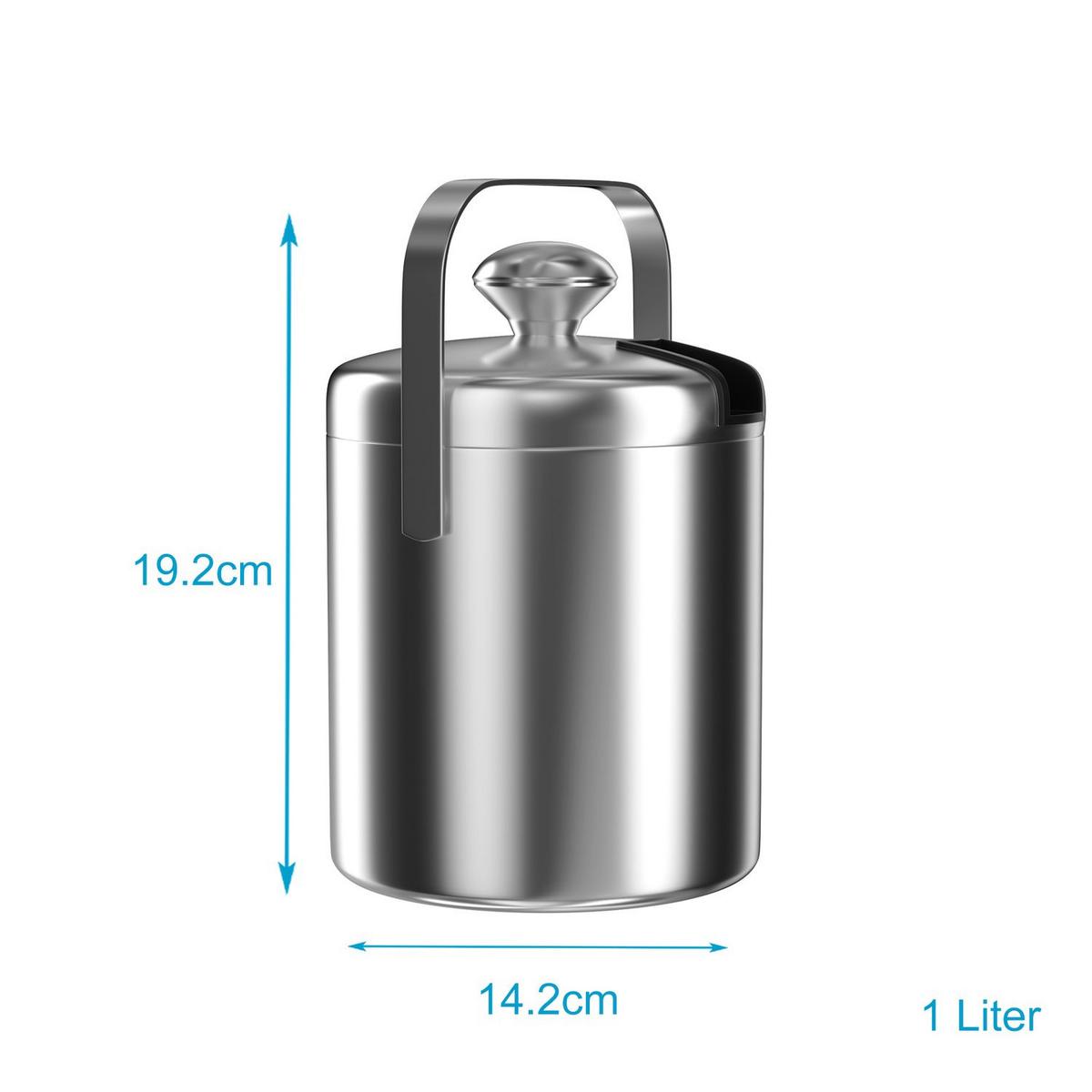 EISKÜBEL SET Eiswürfelbehälter (4-tlg.) - Silberfarben, Metall (14.2/19.5cm) - Intirilife