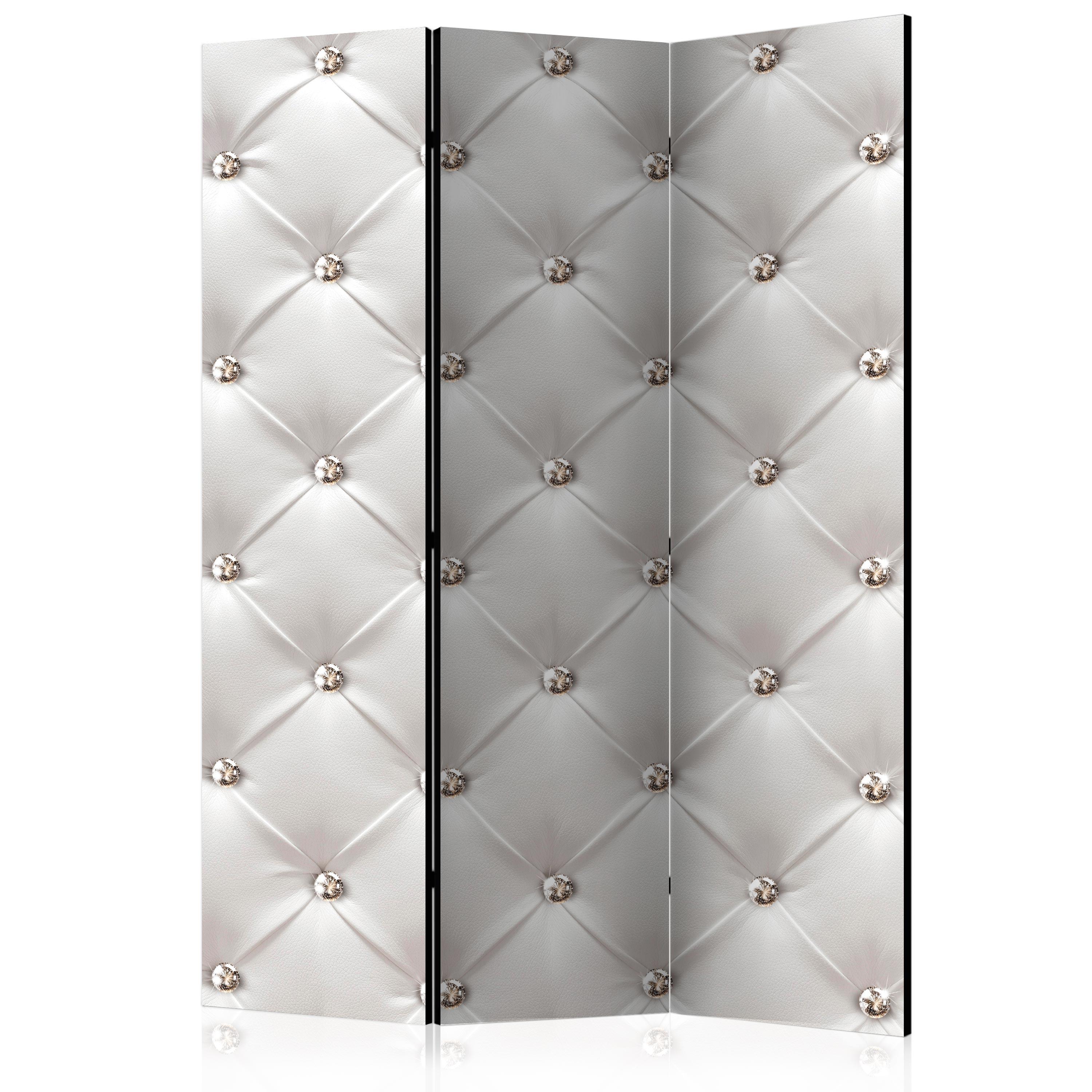 PARAVENT Einseitig Bedruckter 3-tlg 135x172 cm Elegante Steppmuster - Grau, Holz/Textil (135/172/3cm) - Muralo