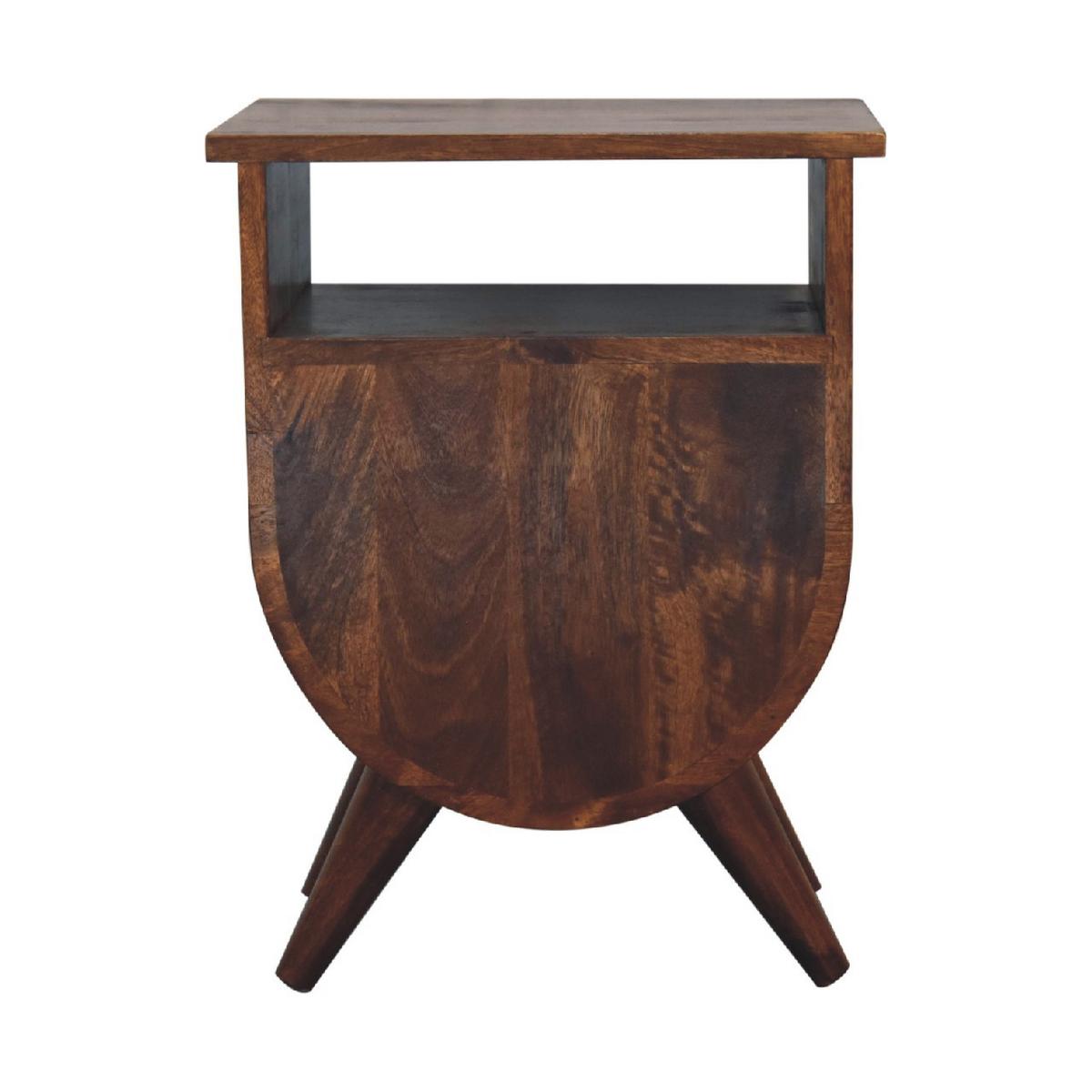 NACHTTISCH Split, 1 Schublade, 1 Offenes Fach, Nordische Beine, Dunkelbraun - Kastanienfarben/Messingfarben, Holz/Metall (40/52/35cm) - Artisan Furniture