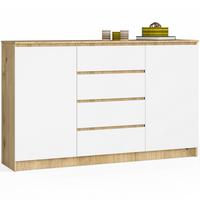 KOMMODE Eiche Artisan, Weiß 99/160/40 - Eiche Artisan/Weiß, Holzwerkstoff (160/99/40cm) - RAUMHIRSCH FURNITURE