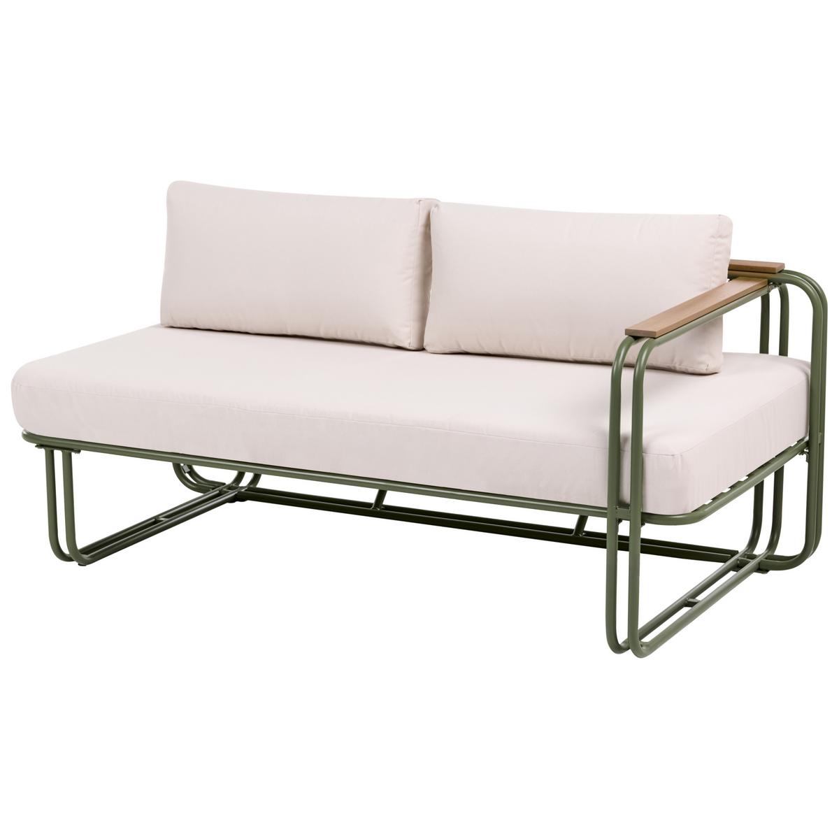 LOUNGE-SET mit Tisch und Ottomane 3-Sitzer Metall Grün Camerota - Beige/Grün, Metall - Beliani