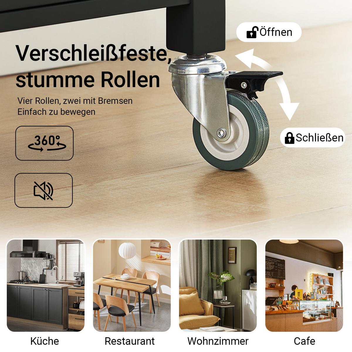 KÜCHENWAGEN Schwarz - Schwarz, Holzwerkstoff (60/90/45cm) - SoBuy