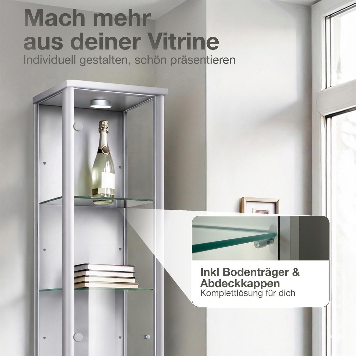GLASBODEN 4er Set 23,6/32,6/0,4 cm für Standvitrinen 1-türig Erweiterungsset - Schwarz, Glas (32.6/0.4/23.6cm) - K-Möbel