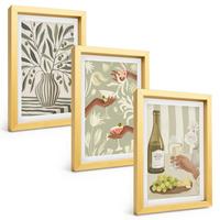 BILDER SET 3er Set - 20x30 cm Goldrahmen - Rustikale Cocktails mit Olivenblüten - Goldfarben, Kunststoff (20/30cm) - TULUP