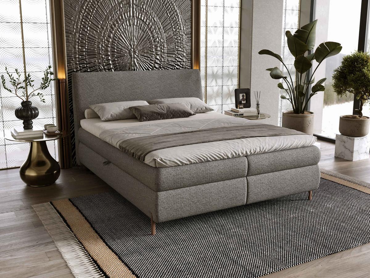 BOXBETT Evia - H3 - Braun/Grau, Holzwerkstoff/Textil (180/200cm) - MIRJAN24