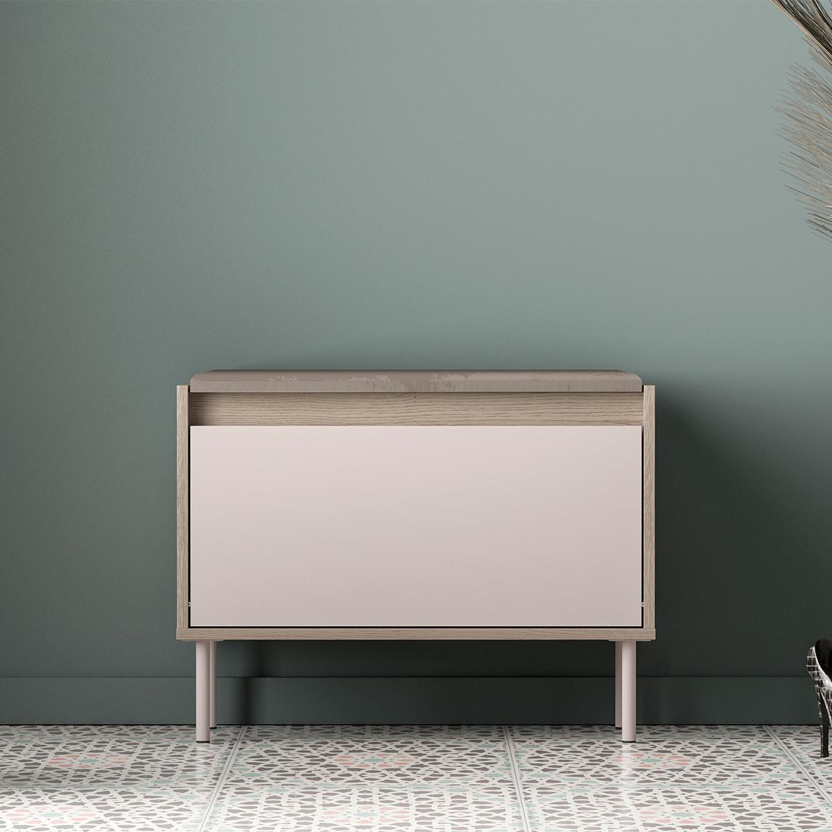 SCHUHMÖBEL Alos Kaschmir und Holz - Beige, Holzwerkstoff (69/55/34cm) - Petits-meubles