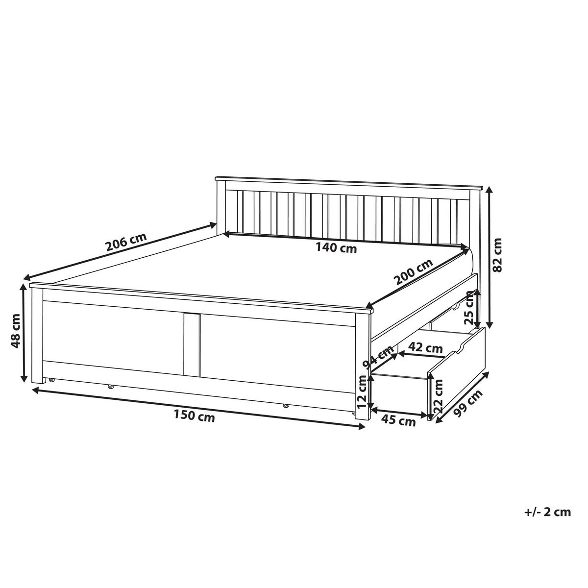 BETT mit Schubladen 140x200 cm Weiß Olendon - Weiß, Holz (140/200cm) - Beliani