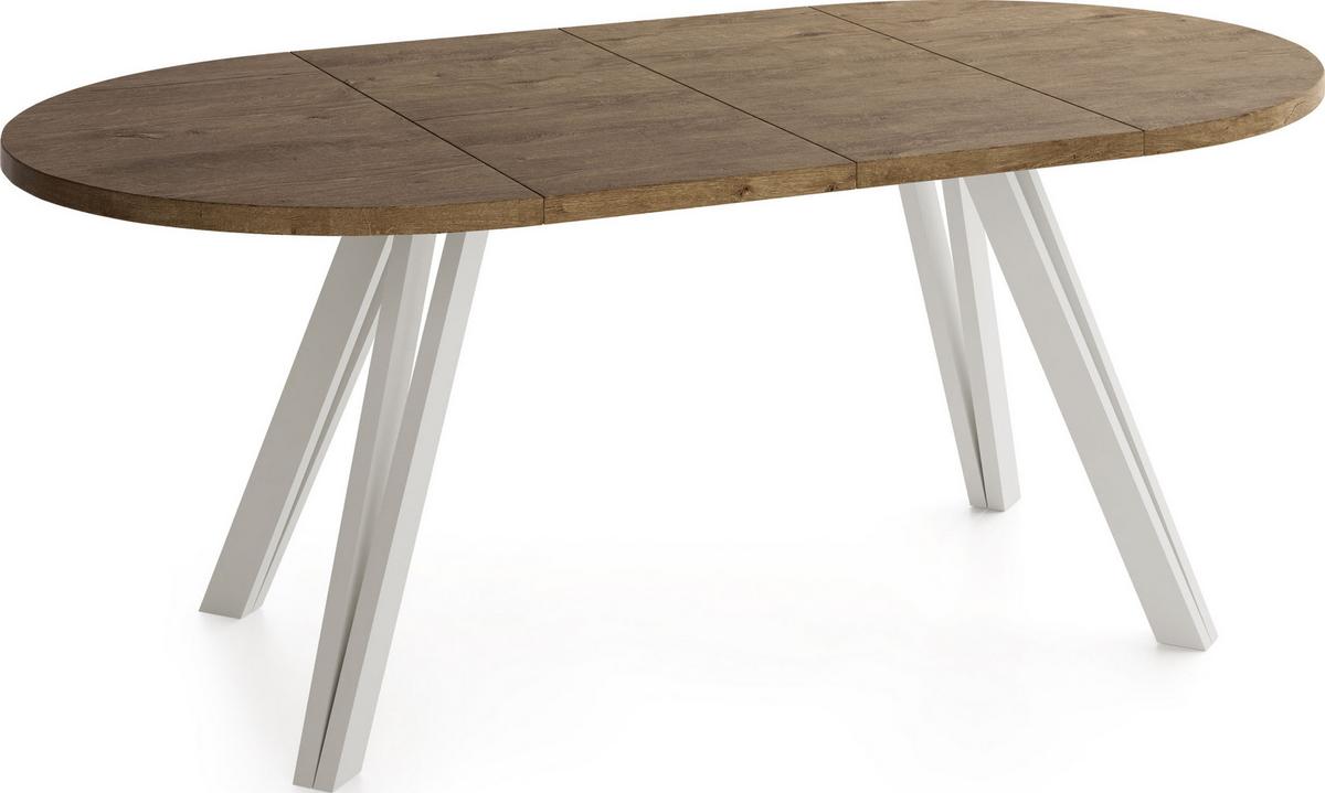 ESSTISCH Ravero runder ausziehbarer, Eiche Braun Rustikal 100-180/100/77 cm - Kaschmir/Alteiche, Holz/Holzwerkstoff (100/180/76.5cm) - WFL GROUP