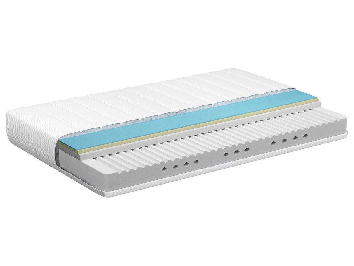 GEL-MEMORY-SCHAUMMATRATZE H2/3 Mittel 160/200 cm Spongy - Weiß, Textil (160/200cm) - Beliani