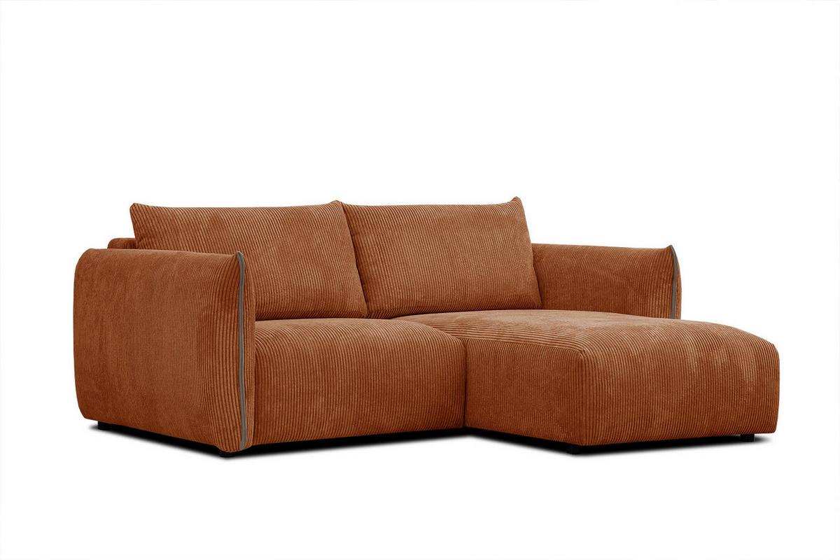 ECKSOFA TAUER 3-Sitzer, orange - Schwarz/Orange, Holzwerkstoff/Kunststoff (206/173cm) - Wozimo