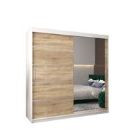 SCHWEBETÜRENSCHRANK 200/200/62 2-türig - Silberfarben/Weiß, Holz/Kunststoff (200/200/62cm) - MÖBEL KRYSPOL