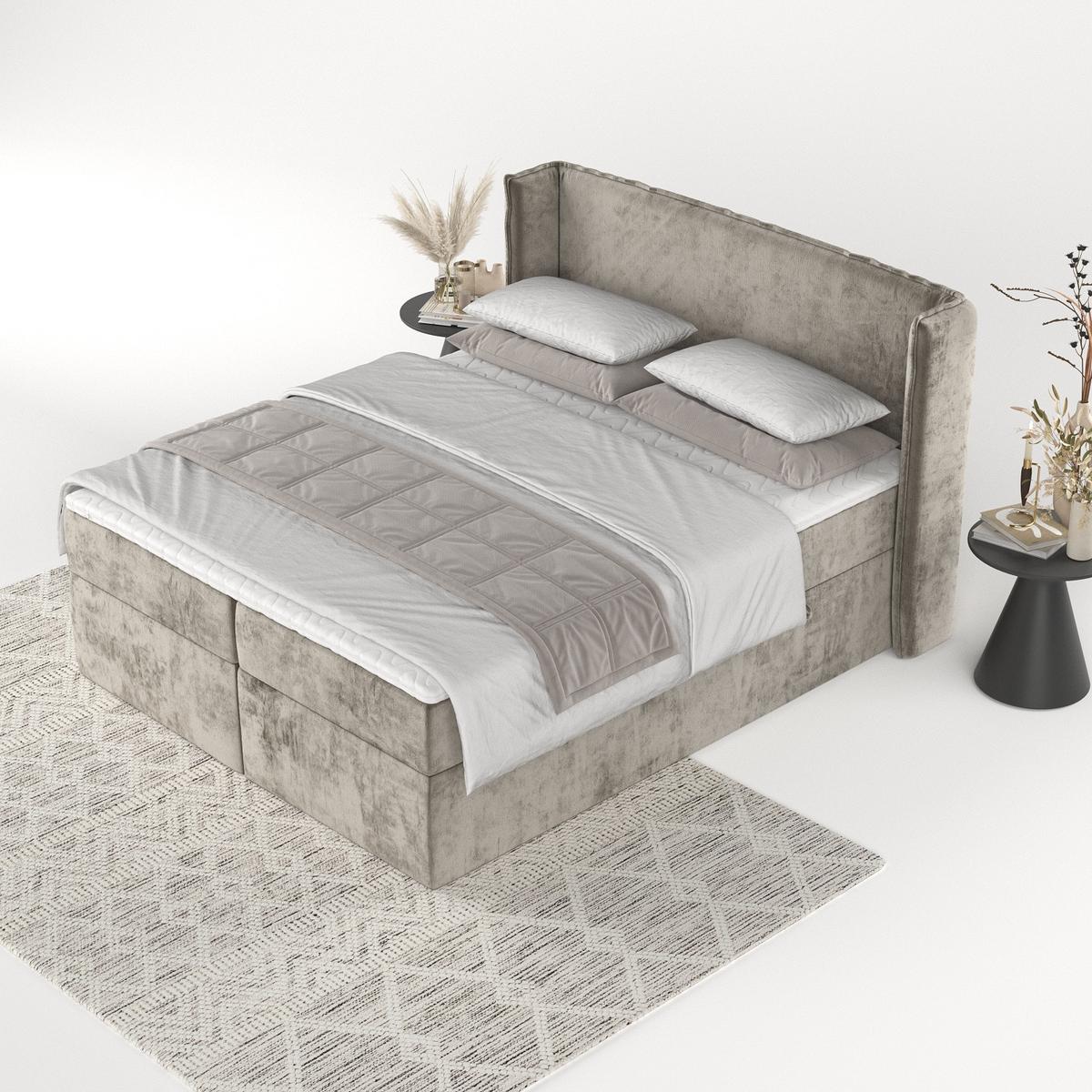 BOXBETT Viva 160/200 cm Beige im Lotta Stoff - Beige/Schwarz, Holz/Holzwerkstoff (160/200cm) - AltaBeds