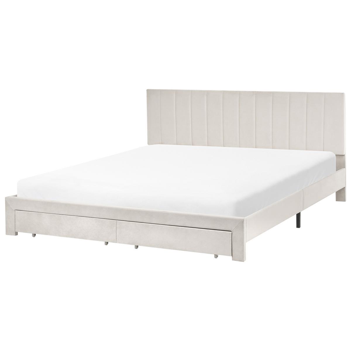 BETT 180/200 cm Cremeweiß Lonzac - Weiß, Textil (180/200cm) - Beliani