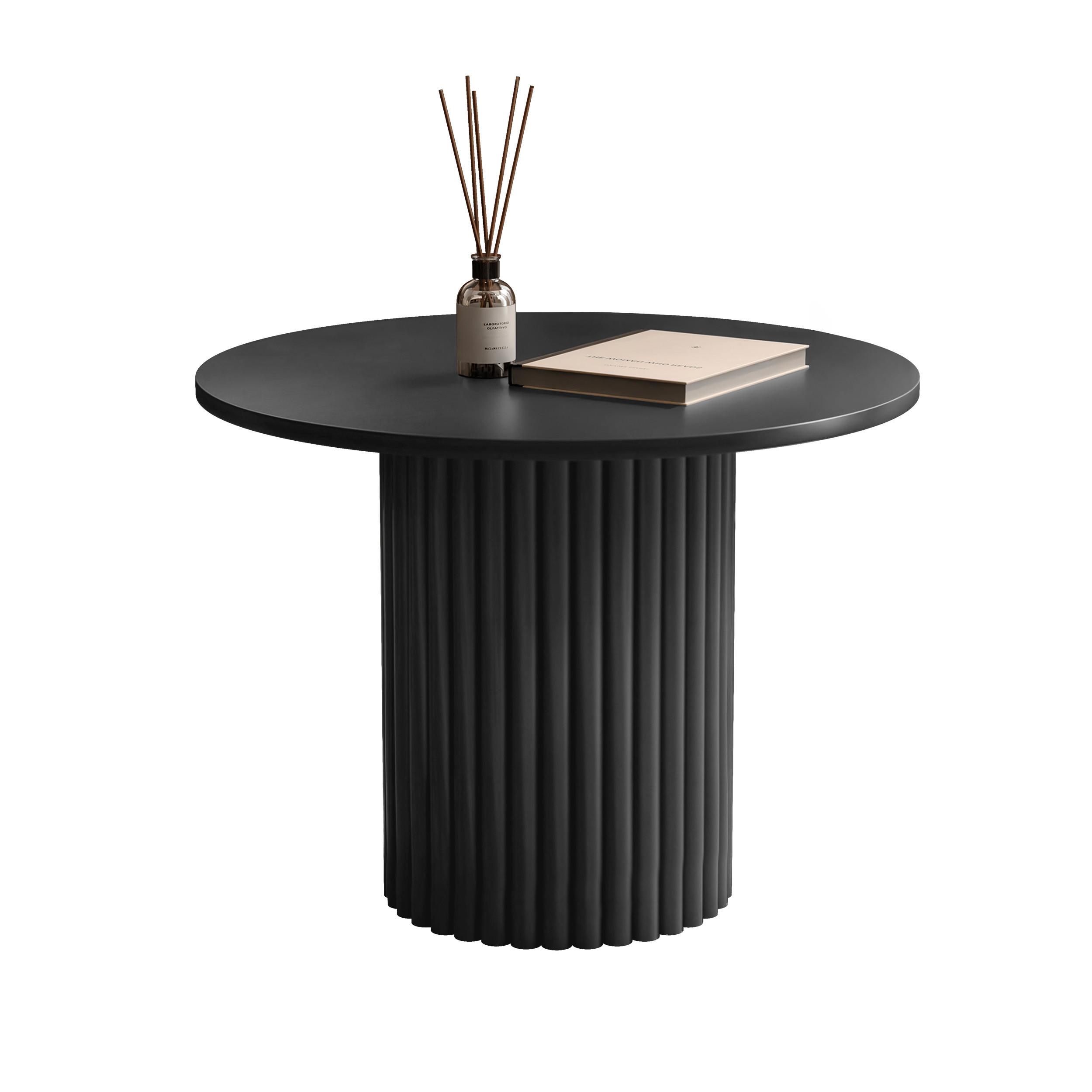 COUCHTISCH BARNEY mit geriffeltem Sockel, schwarz - Schwarz, Holzwerkstoff/Metall (60/60/38cm) - Idohome