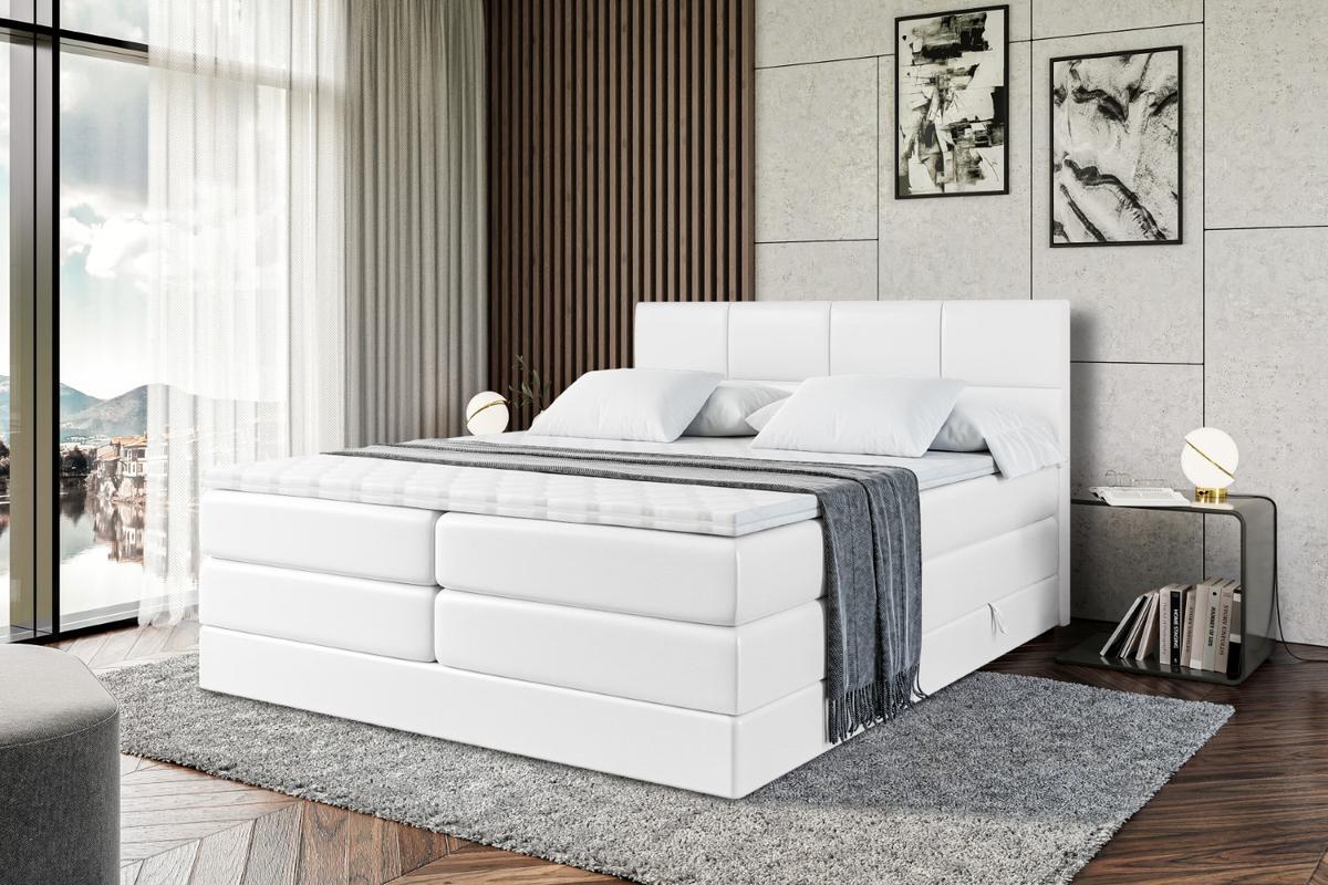 BOXSPRINGBETT ARDENI KING - 120x200 - H3/H4 - Weiß Hochglanz - Weiß Hochglanz, Holzwerkstoff (120/200cm)