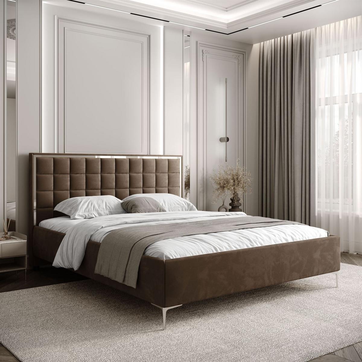 POLSTERBETT ISADORA SILVER mit Bettkasten 180x200 cm Royal Velvet 196 - Braun, Textil - Lookway