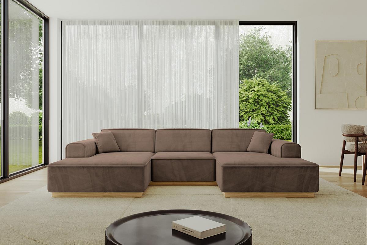 WOHNLANDSCHAFT IREA-U1-v2 - 301x165x80 cm Braun - Braun, Holzwerkstoff/Textil (301/80/165cm) - ALTDECOR