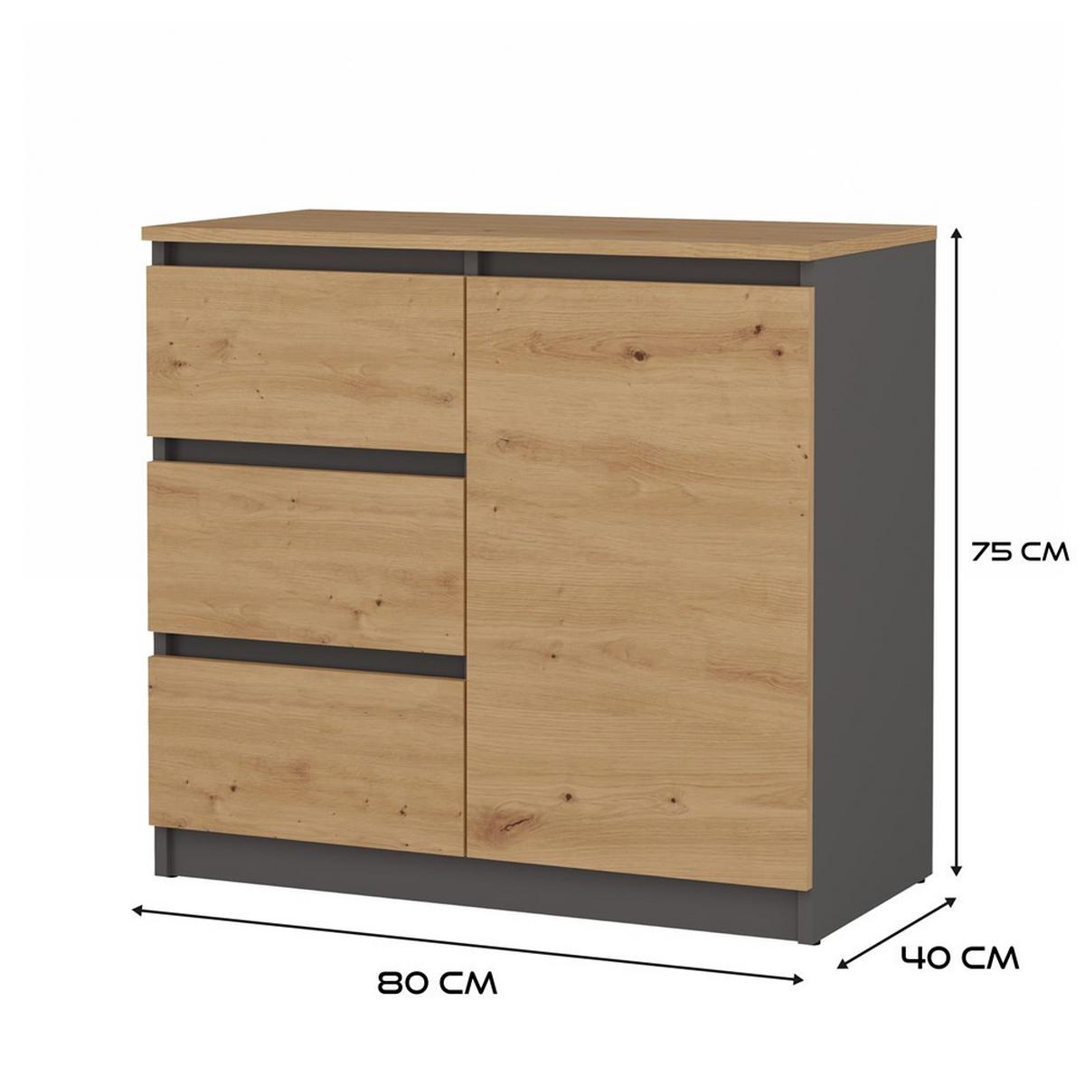 KOMMODE Anthrazit, Artisan 80/75/40 - Anthrazit, Holzwerkstoff (80/75/40cm) - RAUMHIRSCH FURNITURE