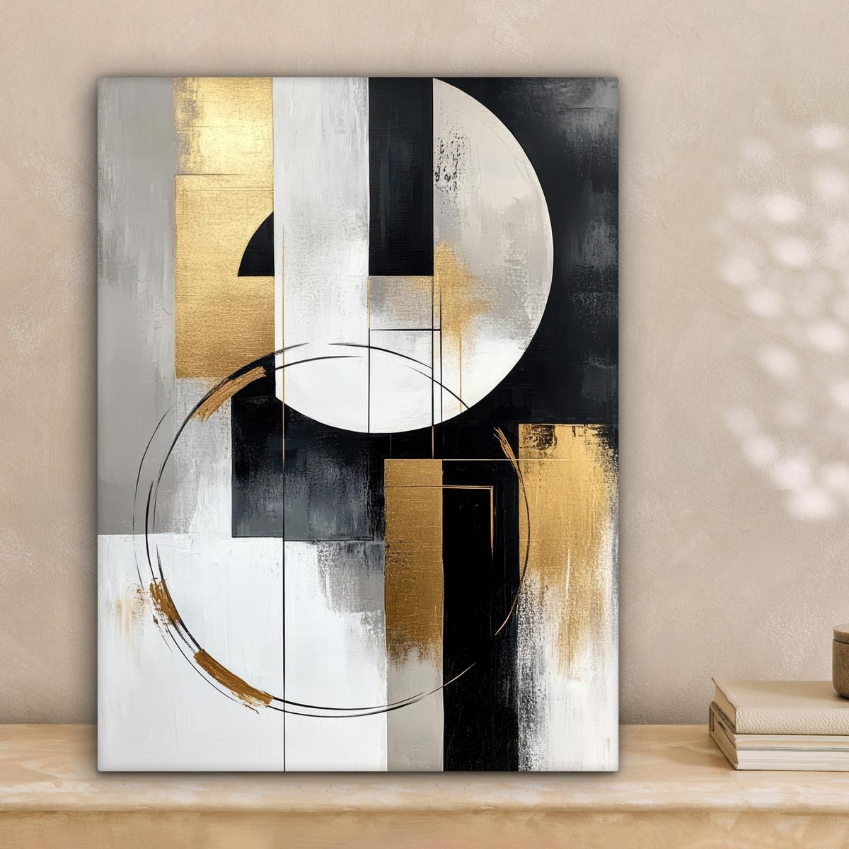 LEINWANDBILD Abstrakt - Gold - Silber - Formen - Ästhetik Room Decor 30x40 cm - Multicolor, Textil (30/40cm) - MuchoWow