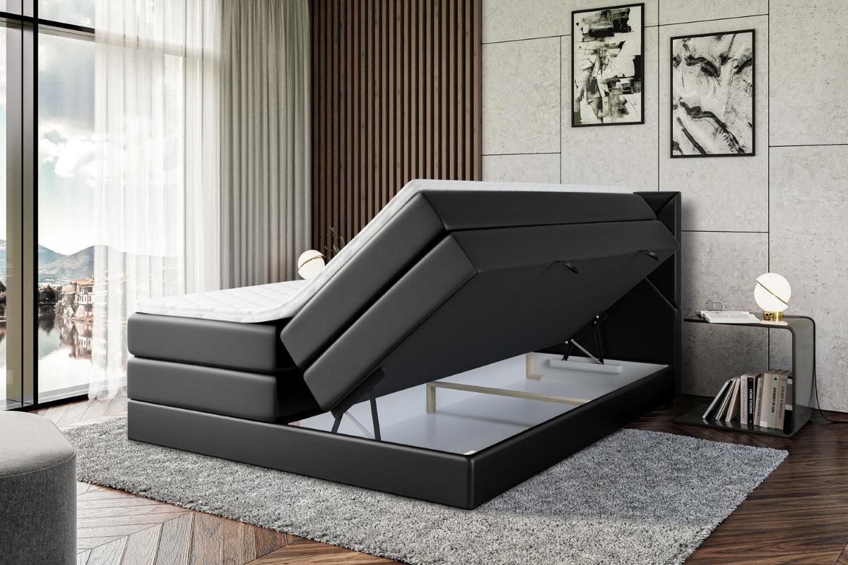 BOXSPRINGBETT BARWA KING - 140x200 - H3/H4 - Schwarz Hochglanz - Schwarz Hochglanz, Holzwerkstoff (140/200cm) - ALTDECOR