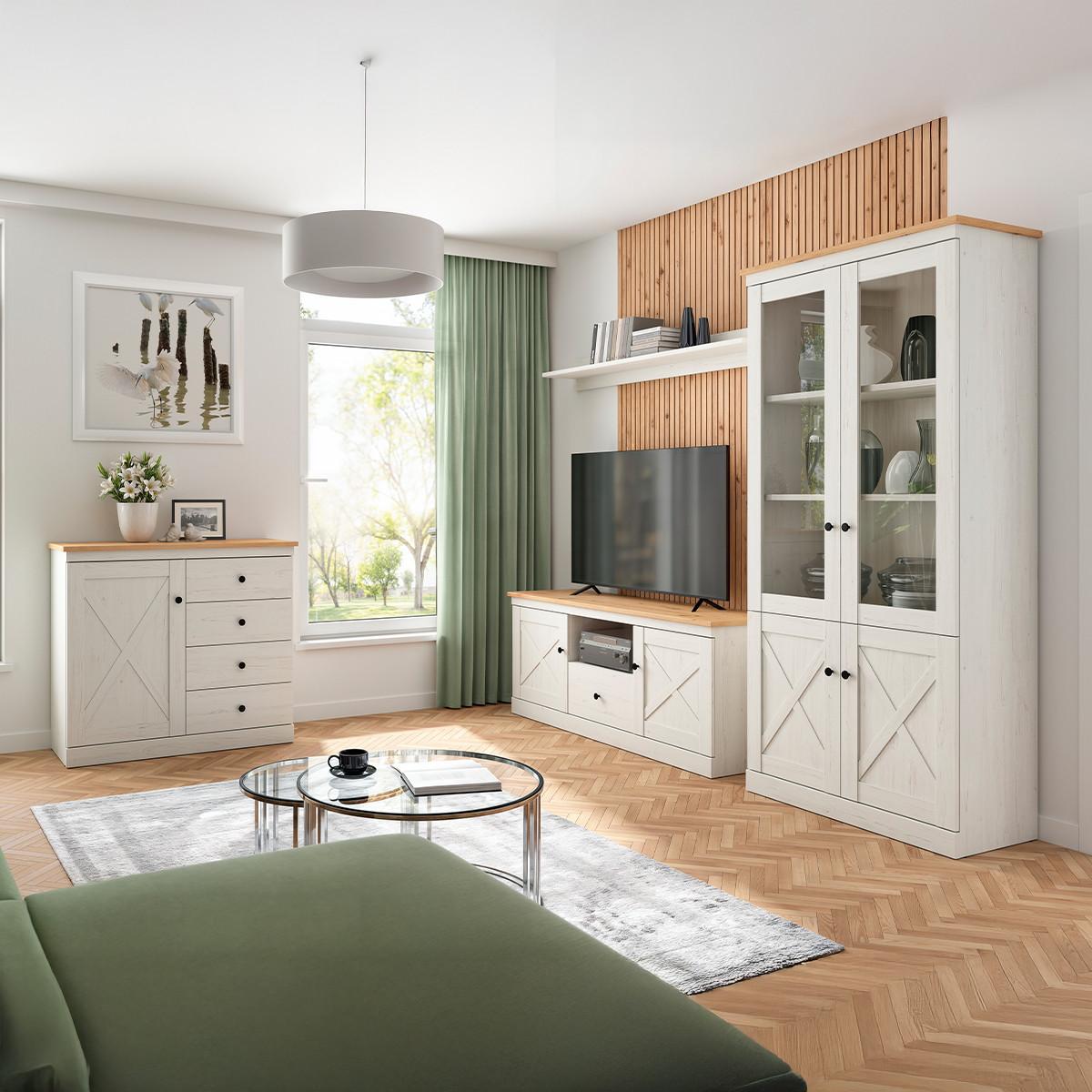 KOMMODE Victoria Weiß und Holz - Weiß, Holzwerkstoff (103/92/43cm) - Petits-meubles