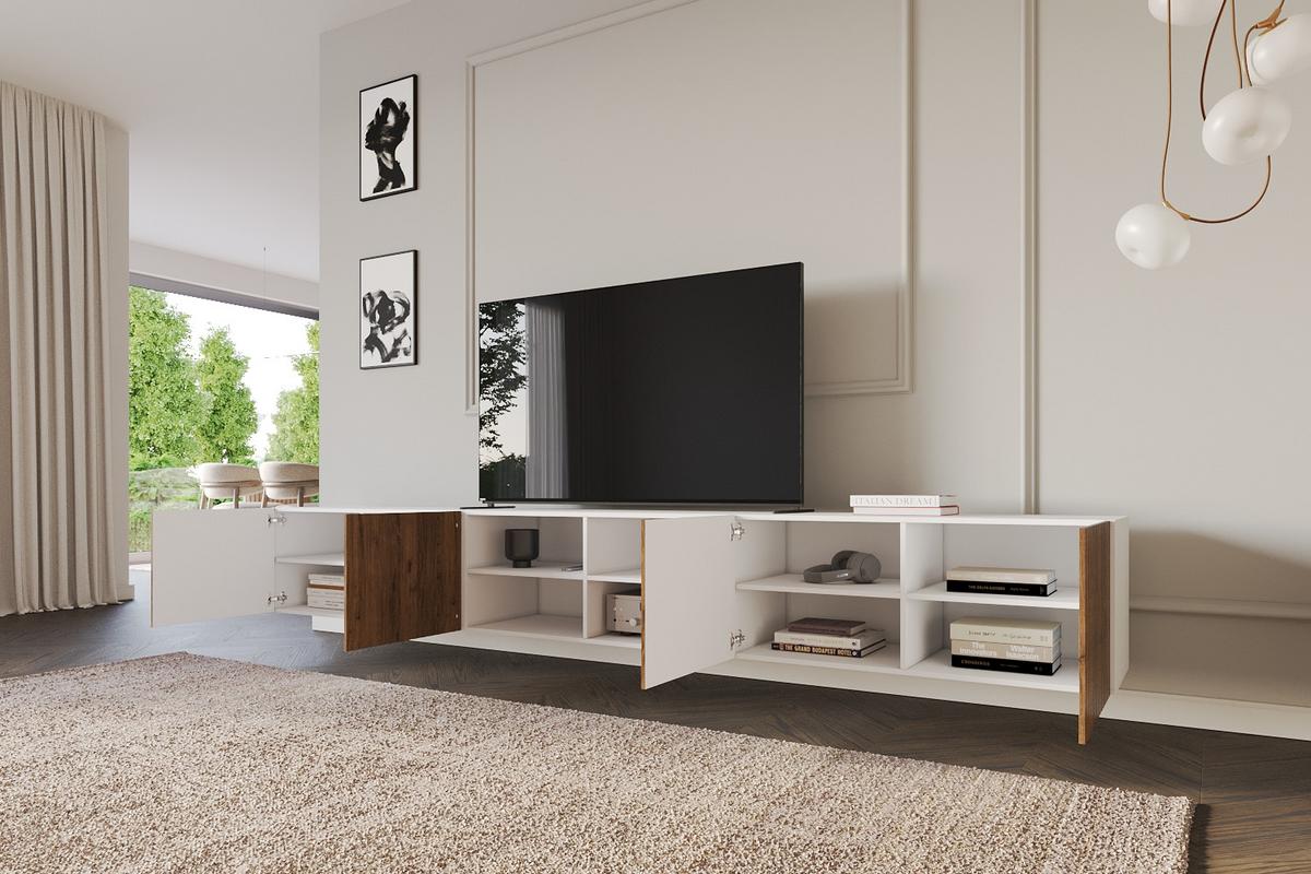 LOWBOARD KITO-W 3x100x40x40 cm - Weiß / Katania - Eiche Wotan/Weiß, Holzwerkstoff (300/40/40cm) - ALTDECOR