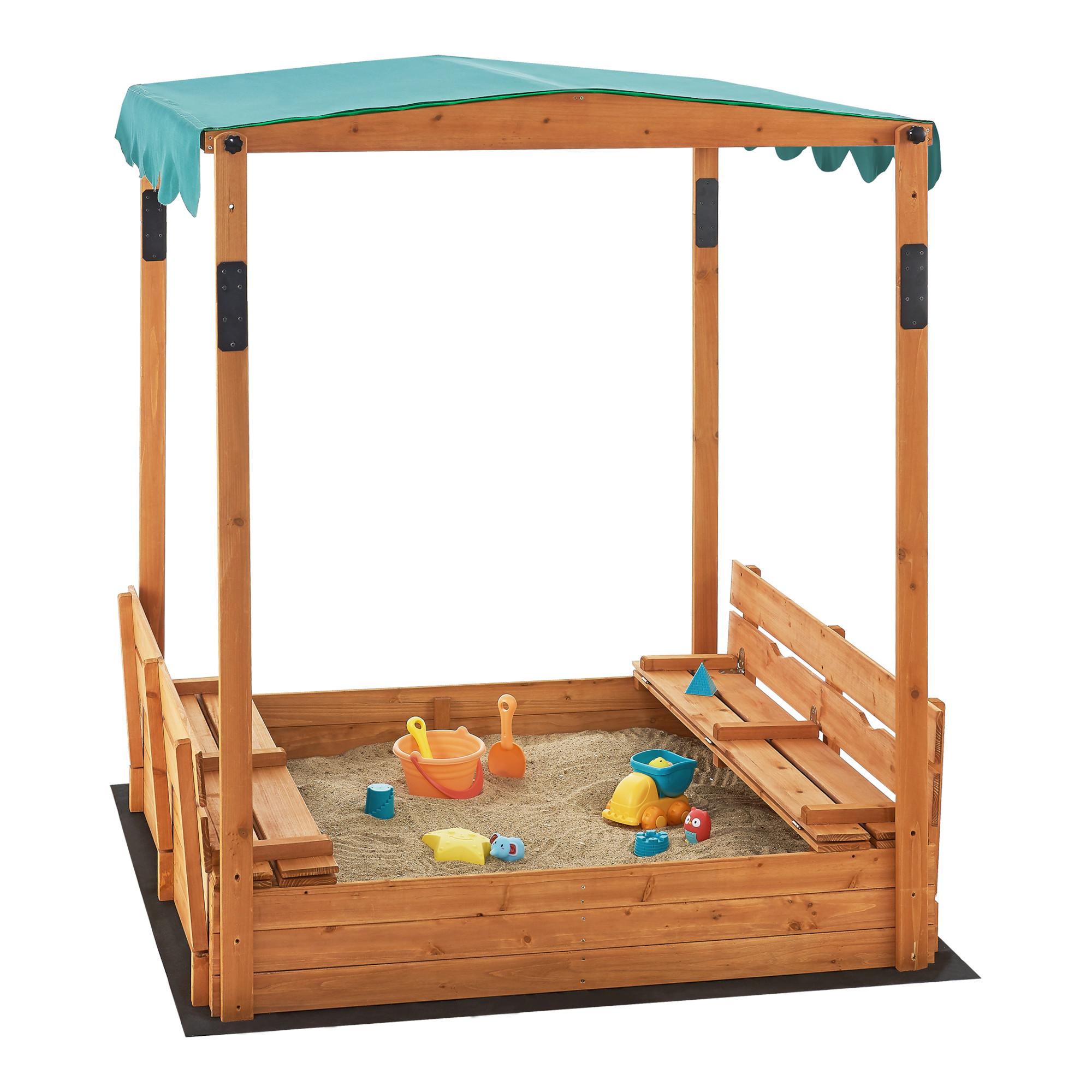 SANDKASTEN Pitsunda - Naturfarben/Grün, Holz (118/118/145cm) - [en.casa]