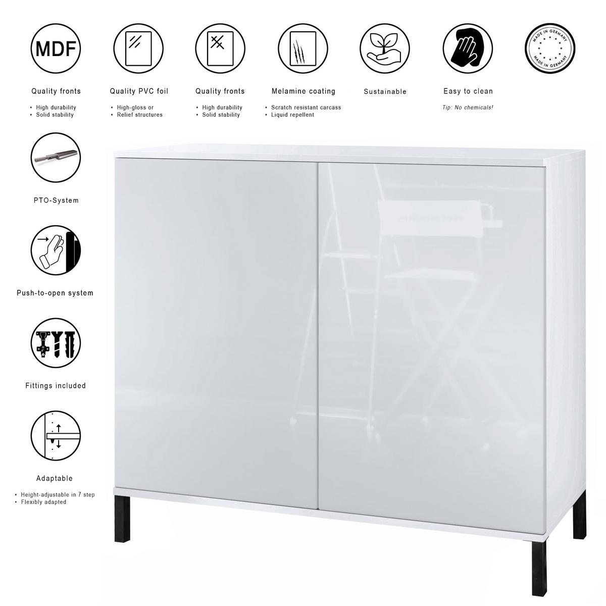 KOMMODE Skadu Eiche Natur - Eichefarben, Holzwerkstoff (92.5/83.5/35cm) - Vladon