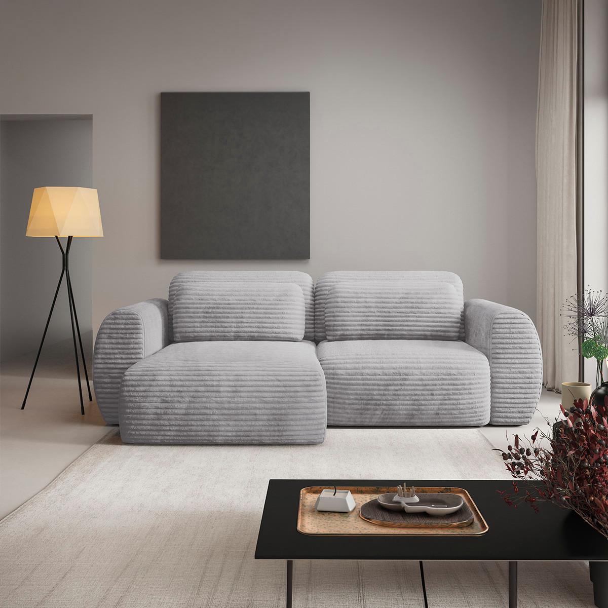 ECKSOFA Camilla 3 Sitzplätze Hellgrau - Grau, Holz (270/165cm) - Petits-meubles