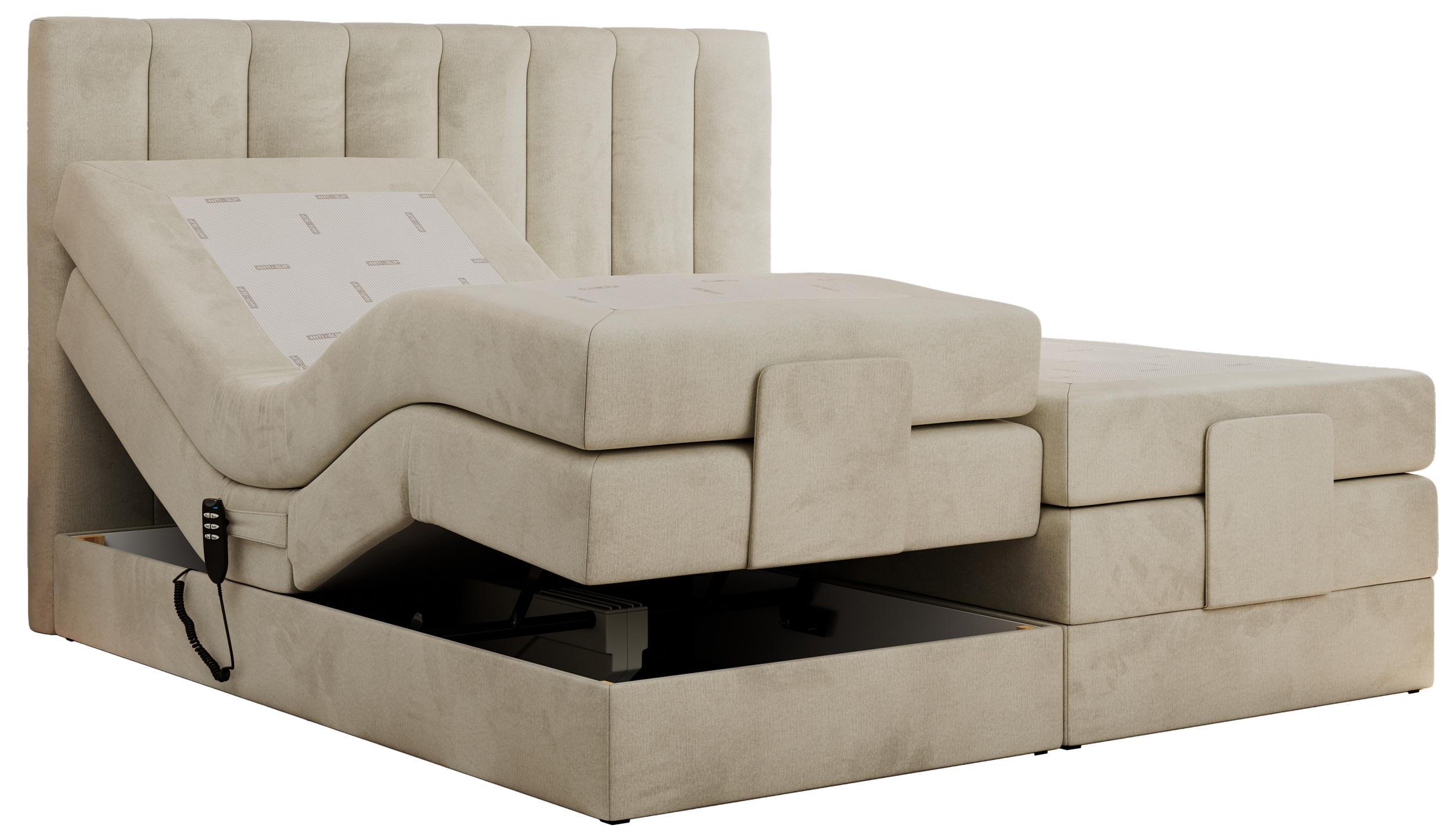 BOXBETT COMFORTO 140/200 - Beige Velvet - H4 - Beige, Holz/Textil (140/200cm) - MKS