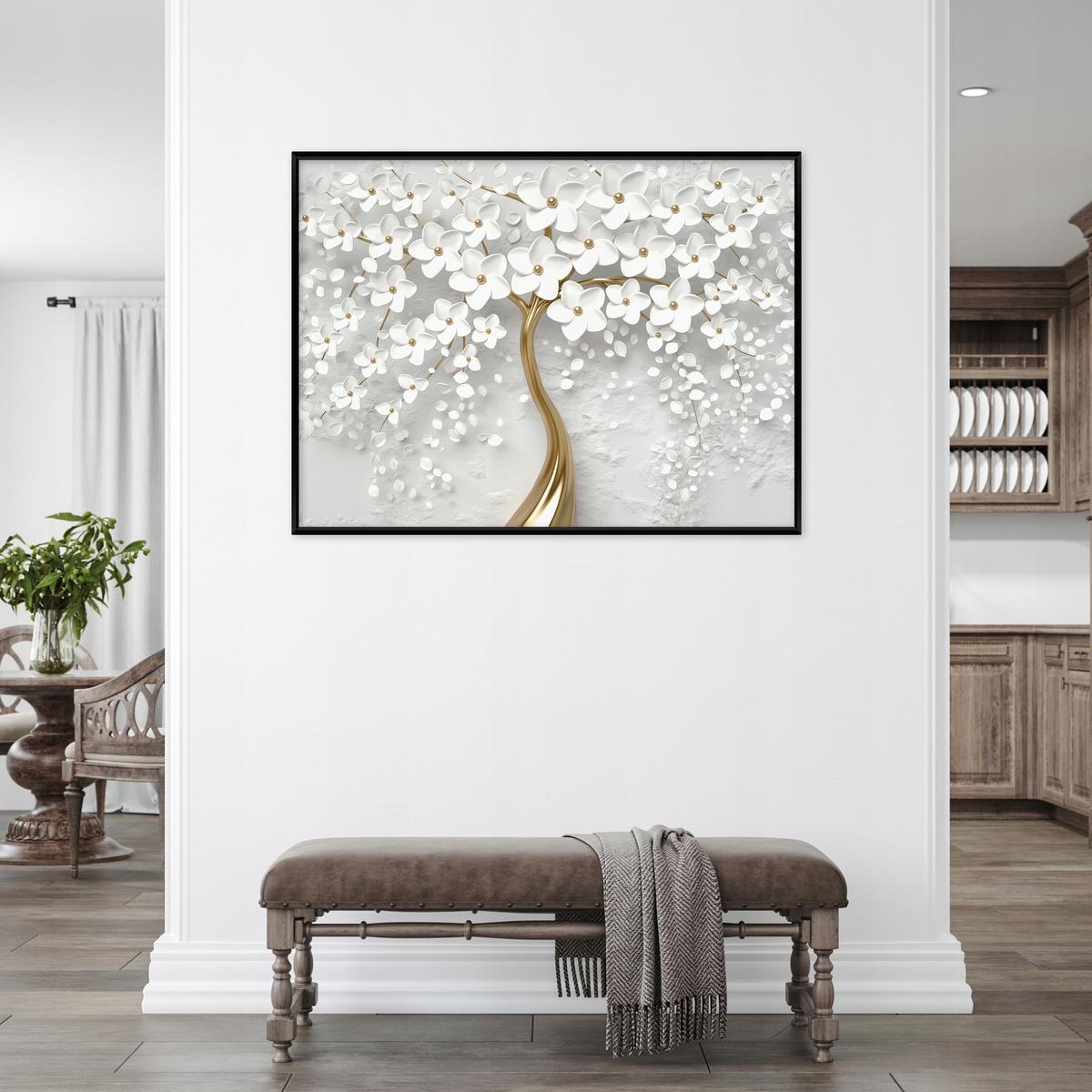 BILDER mit Rahmen Baum Blumen Beige 100x70 cm - Multicolor, Holzwerkstoff (100/70cm) - Wallarena