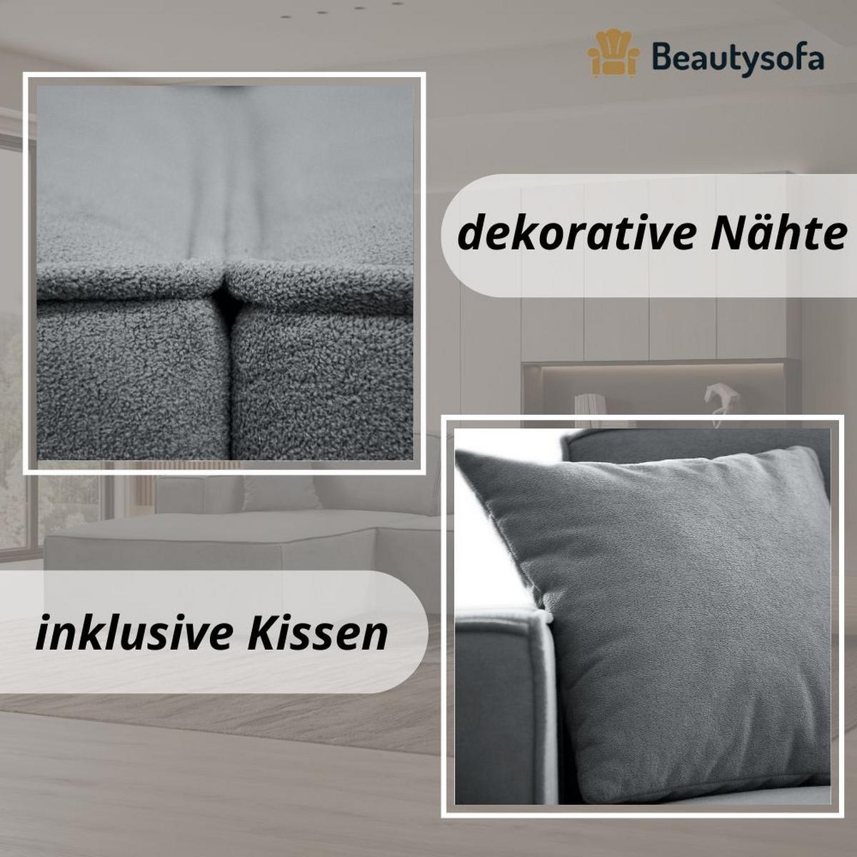 ECKSOFA ohne Schlaffunktion Pedro L hellgrau links - Hellgrau/Schwarz, Kunststoff/Textil (267/170cm) - Beautysofa