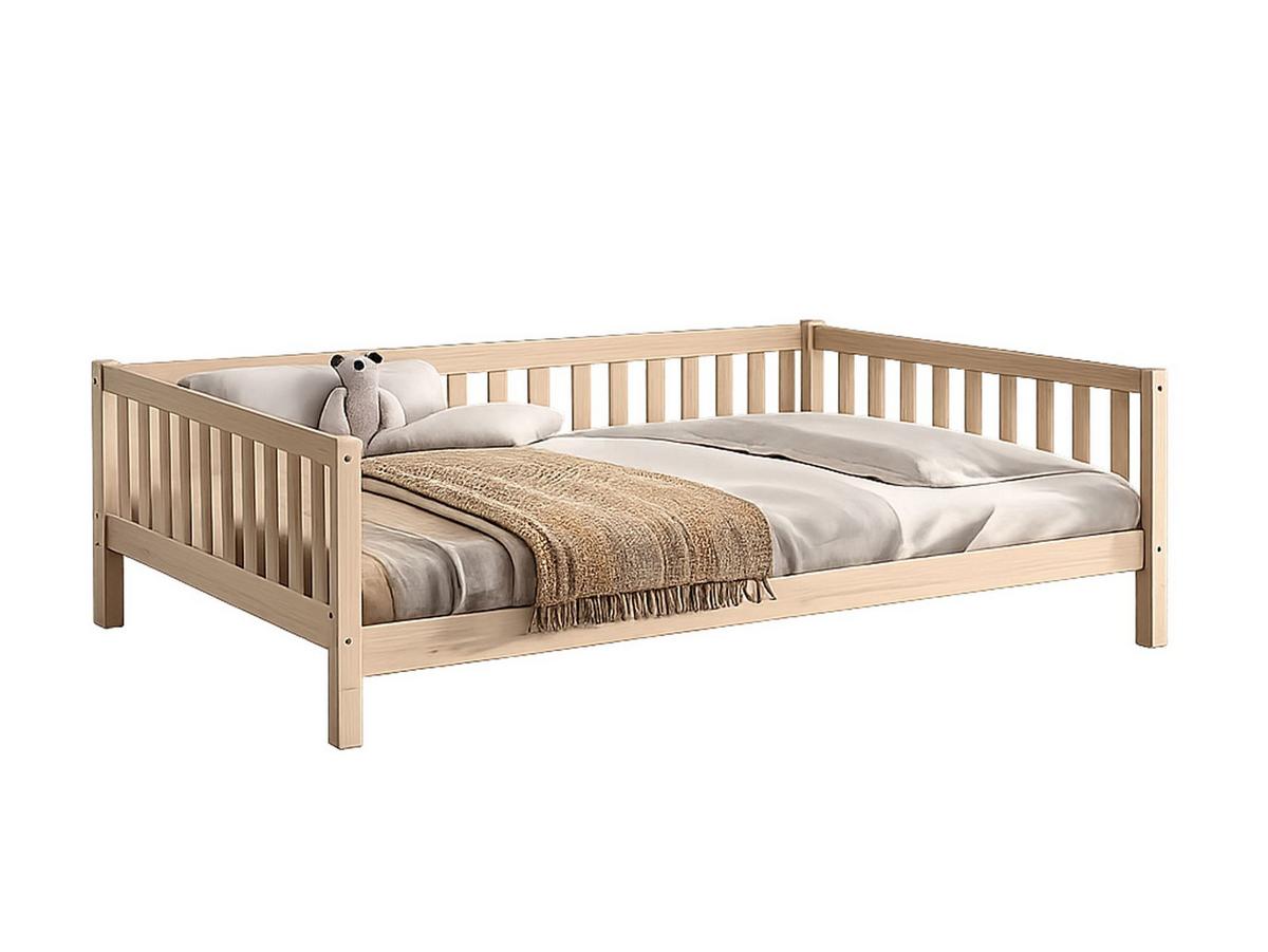 BODENBETT Kapua 140x200 umbaubar zum Tagesbett Kiefer Massivholz Natur - Kieferfarben, Holz (140/200cm) - 58aufmkessel