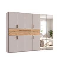 DREHTÜRENSCHRANK B270/H208/T58 cm Beige Grau, Kleiderschrank mit 2 Spiegeltüren, 2 großen Schubkästen & Griffen in Eiche Artisan Dekor / 22648 - Greige/Eiche Artisan, Holzwerkstoff/Kunststoff (270/208/58cm) - luma-home
