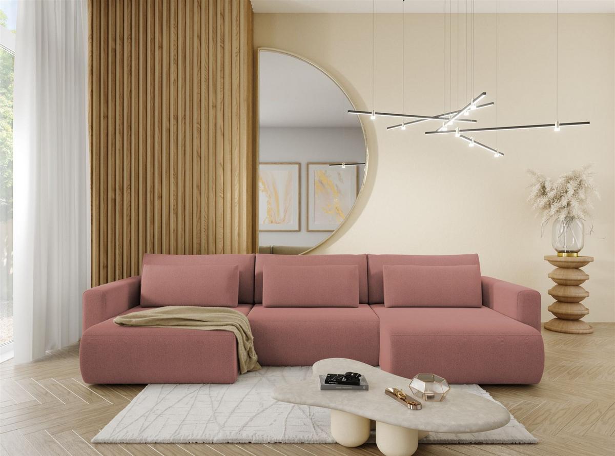 WOHNLANDSCHAFT Chaira Mit Schlaffunktion - Rosa, Holzwerkstoff/Textil (340/85/149cm) - Fun Möbel